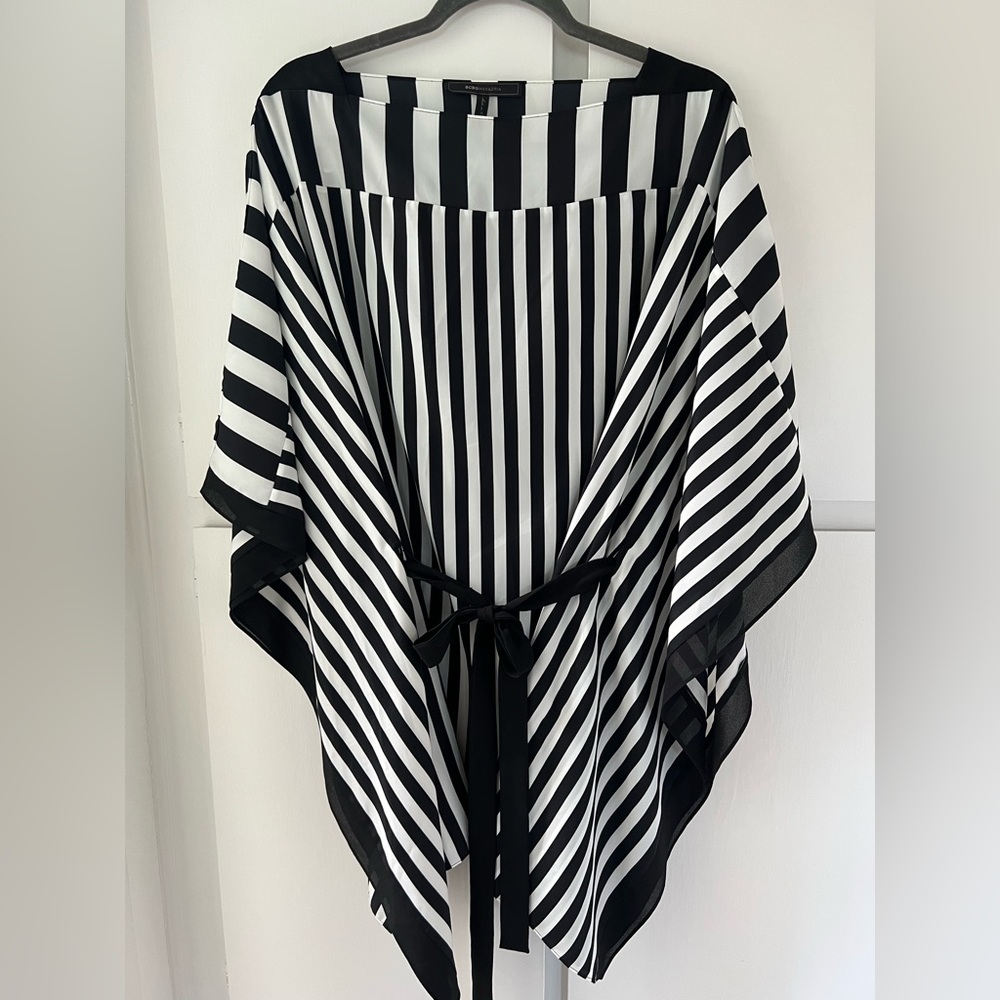 BCBG MAXAZRIA Black & White Striped Tunic Top XS/S